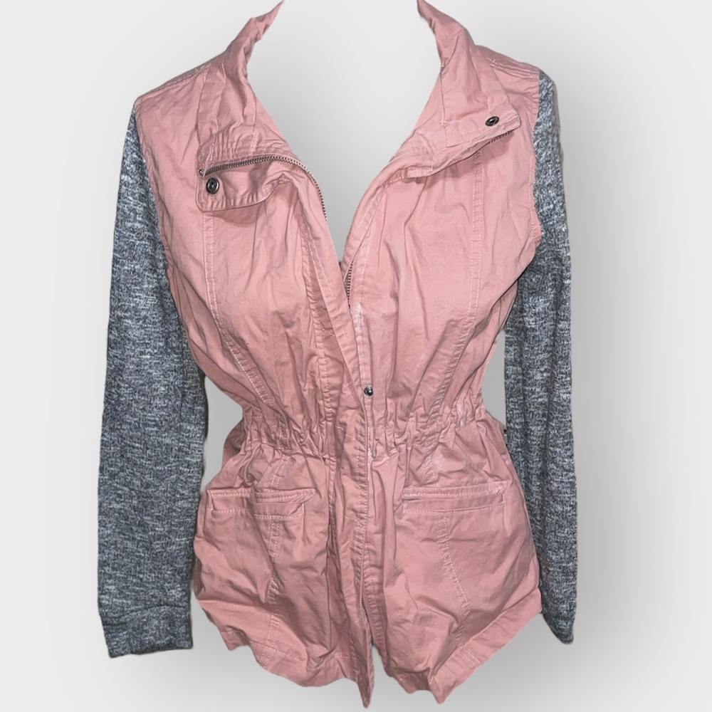 Love Tree Removable Hood Pink Cotton Long Sleeve Women's Jacket Size M